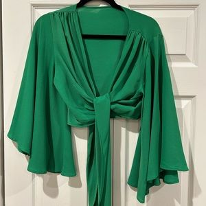 Green flowy crop top